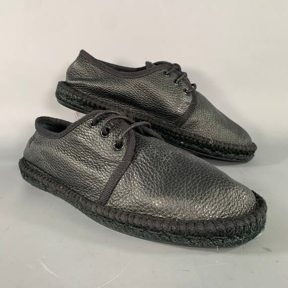 Saint Laurent Other - SAINT LAURENT Size 8 Black Crackled Leather Yacht Lace Up Shoes